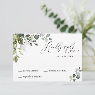 Simple Elegant Eucalyptus Wedding RSVP Card