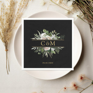 Simple, elegant eucalyptus White Roses Napkin