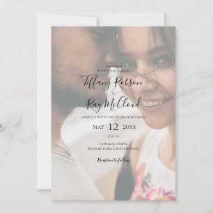 Simple Elegant Faded Photo All In One Wedding Invitation