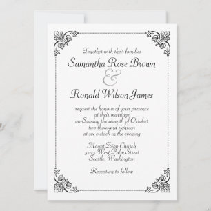 Simple Elegant Faire-part de mariage noir et blanc