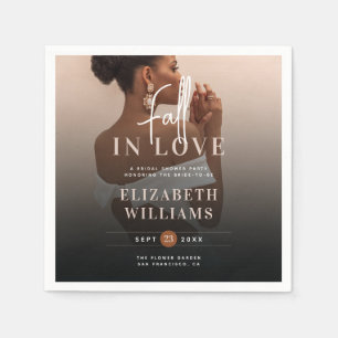 Simple Elegant Fall In Love Photo Bridal Shower  Napkin