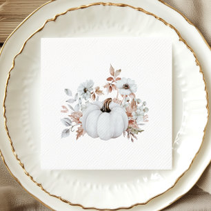 Simple Elegant Fall White Pumpkin Bridal Shower Napkin