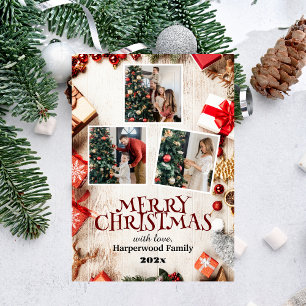 simple elegant family christmas Photo collage Holiday Card