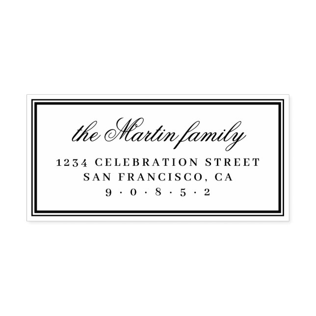 Simple Elegant Family Name Return Address Rubber Stamp (Imprint)
