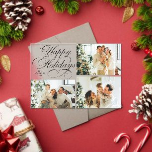 Simple Elegant Family Photo Collage Christmas Card Acrylic Invitations