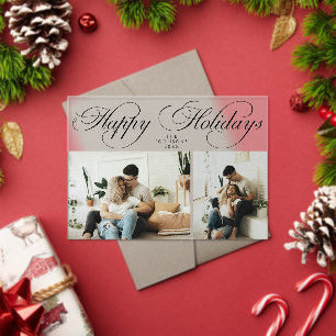 Simple Elegant Family Photo Collage Christmas Card Acrylic Invitations