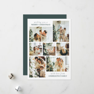 Simple Elegant Family Photo Collage Christmas Holiday Card
