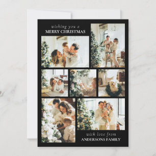Simple Elegant Family Photo Collage Christmas Holiday Card