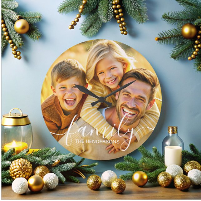 Simple Elegant Family Photo Text Overlay  Large Clock (Creator Uploaded)