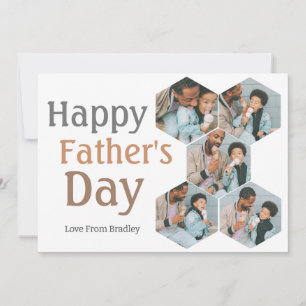 Simple elegant Fathers Day Hexagon Photo Collage Holiday Card