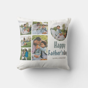 Simple elegant Fathers Day Sweet Photo Collage Throw Pillow