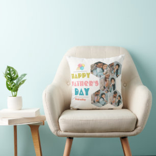 Simple elegant Fathers Day Sweet Photo Collage Throw Pillow