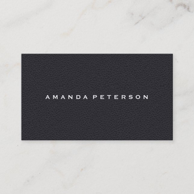 Simple Elegant Faux Black Leather Business Card (Front)