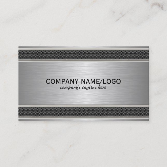 Simple Elegant Faux Brushed Aluminum Business Card (Front)