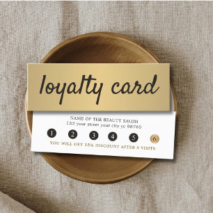 Simple Elegant Faux Gold Beauty Salon Loyalty Card