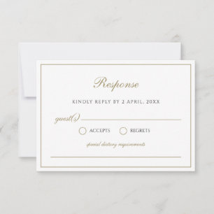 Simple Elegant Faux Gold Classic Typography RSVP Card