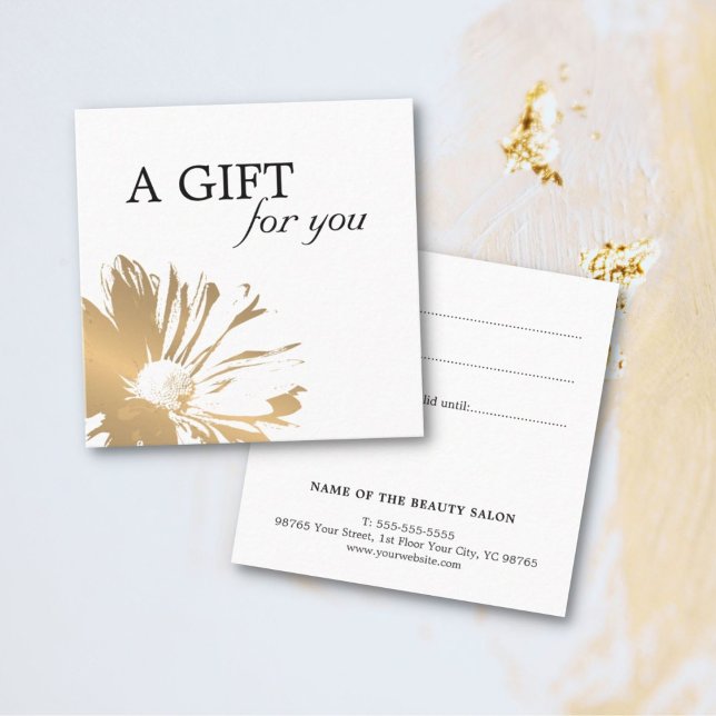 Simple Elegant Faux Gold Floral Gift Certificate (Creator Uploaded)
