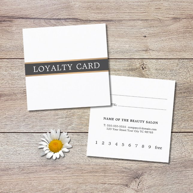 Simple Elegant Faux Gold Grey Stripe Loyalty Card (Creator Uploaded)