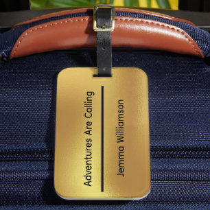 Simple Elegant Faux Gold Trendy Personalized Name Luggage Tag