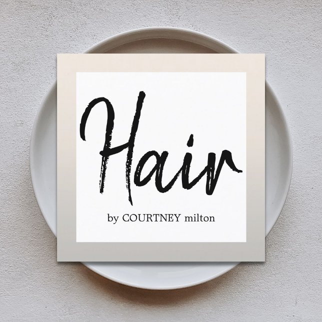 Simple Elegant Faux Silver BlackWhite Hair Stylist Square Business Card (Creator Uploaded)