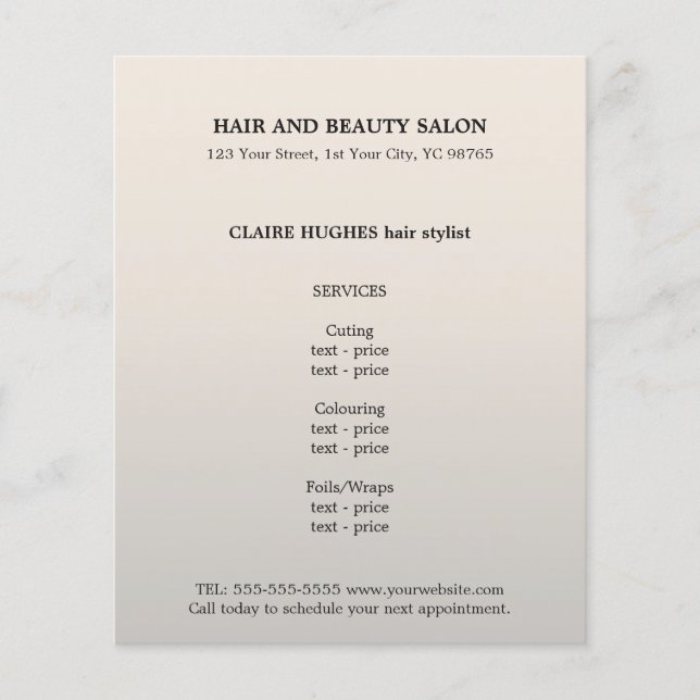 Simple Elegant Faux Silver Hairdresser  Flyer (Front)