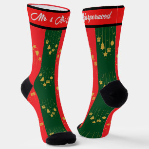 Simple Elegant first Christmas Mr & Mrs Couple Socks