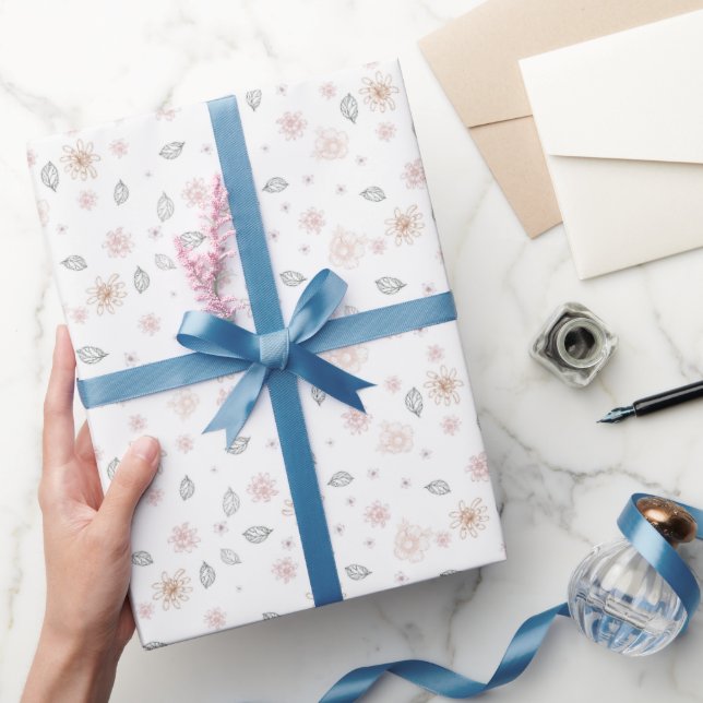 Simple Elegant Floral Botanical Pattern Wrapping Paper (Gifting)