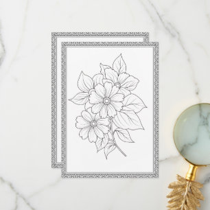 Simple Elegant Floral Colour Your Own Greeting Car Thank You Card