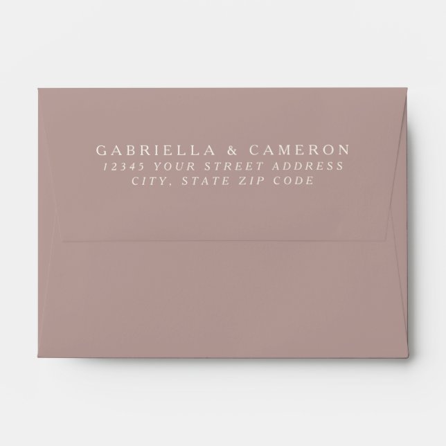 Simple Elegant Floral Dusty Mauve Return Address Envelope (Back (Top Flap))