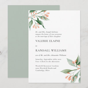 Simple Elegant Floral Formal Wording Wedding Invitation