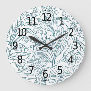 Simple Elegant Floral Hibiscus Leaves Large Clock