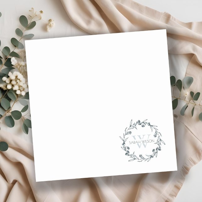Simple Elegant Floral Laurel Wreath Monogram Card (Creator Uploaded)