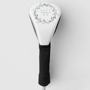 Simple Elegant Floral Laurel Wreath Monogram Golf Head Cover