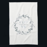 Simple Elegant Floral Laurel Wreath Monogram Kitchen Towel<br><div class="desc">If you need any further customisation please feel free to message me on yellowfebstudio@gmail.com.</div>