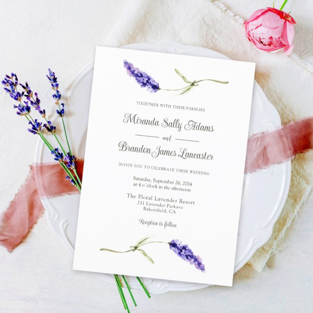 Simple Elegant Floral Lavender Wedding Invitation (Creator Uploaded)