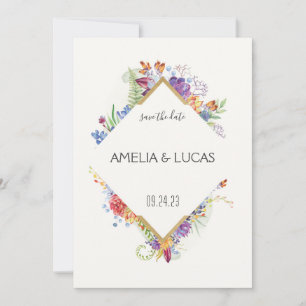Simple Elegant Floral Leaves Wedding Save The Date Invitation