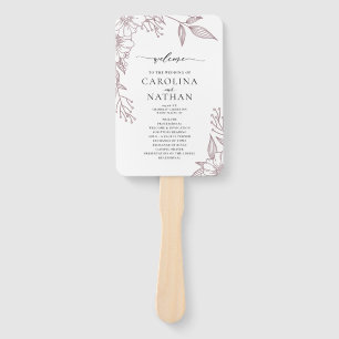 Simple Elegant Floral Mauve Wedding Program  Hand Fan
