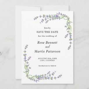 Simple elegant floral minimalist lavender  save the date