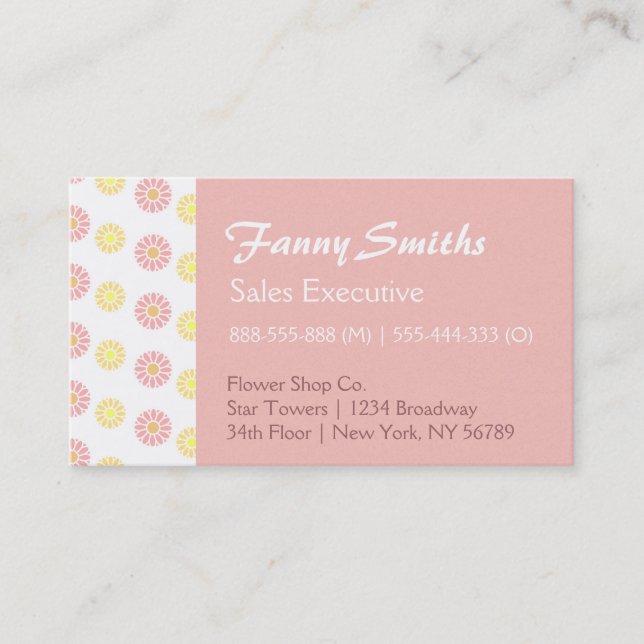 Simple, Elegant Floral Pattern Business Card (Front)
