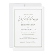 Simple Elegant Floral Pattern Wedding Invitation