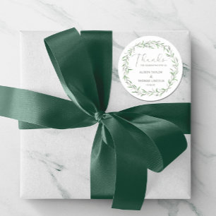 Simple Elegant Floral Sage Green Thank You Sticker