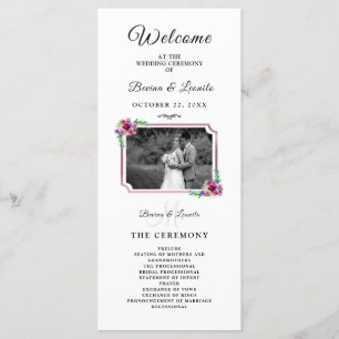 Simple Elegant Floral Script  Modern Wedding  Program