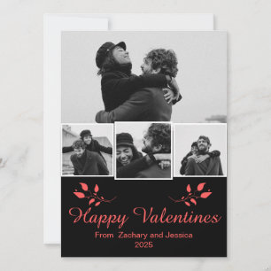 Simple Elegant Floral valentine's day couple photo Holiday Card