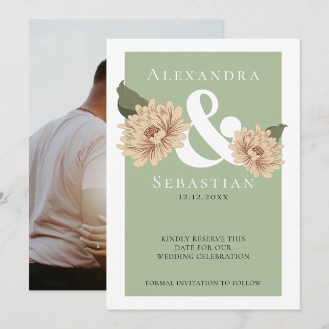 Simple Elegant Floral Wedding Save The Date (Front/Back)