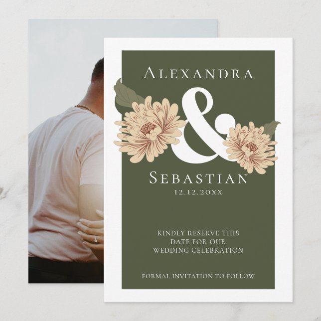 Simple Elegant Floral Wedding Save The Date (Front/Back)