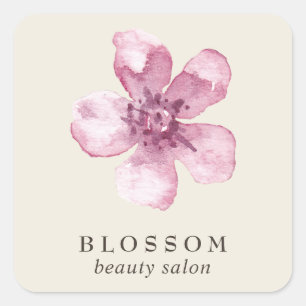 Simple Elegant Flower Ivory Pink Floral Square Sticker