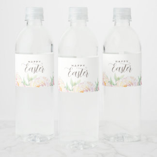 Simple Elegant Flowers Easter Personalized  Water Bottle Label