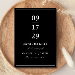 Simple Elegant Formal Black & White Wedding Save The Date