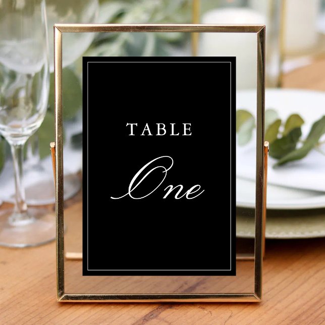 Simple Elegant Formal Black & White Wedding Table Number (Simple black and white table numbers create a refined look while guiding guests.)