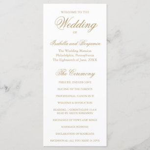 Simple Elegant Formal Gold Wedding Program